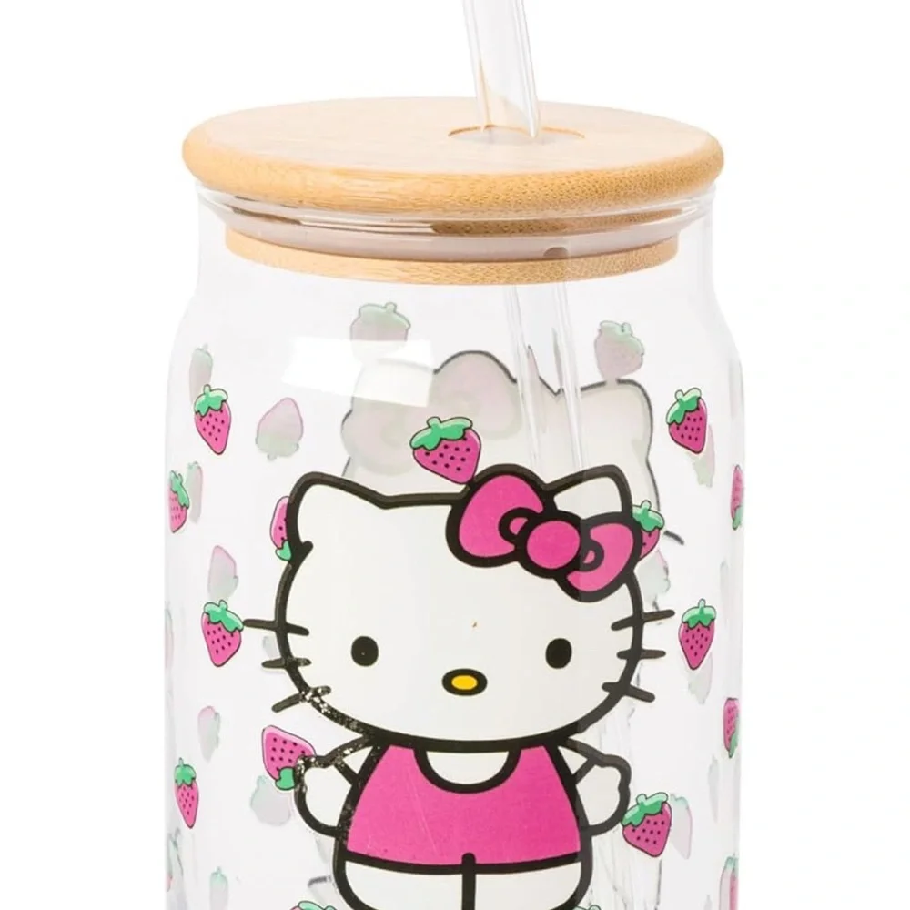 Hello Kitty Glass Tumbler with Straw - Picture 2 of 8